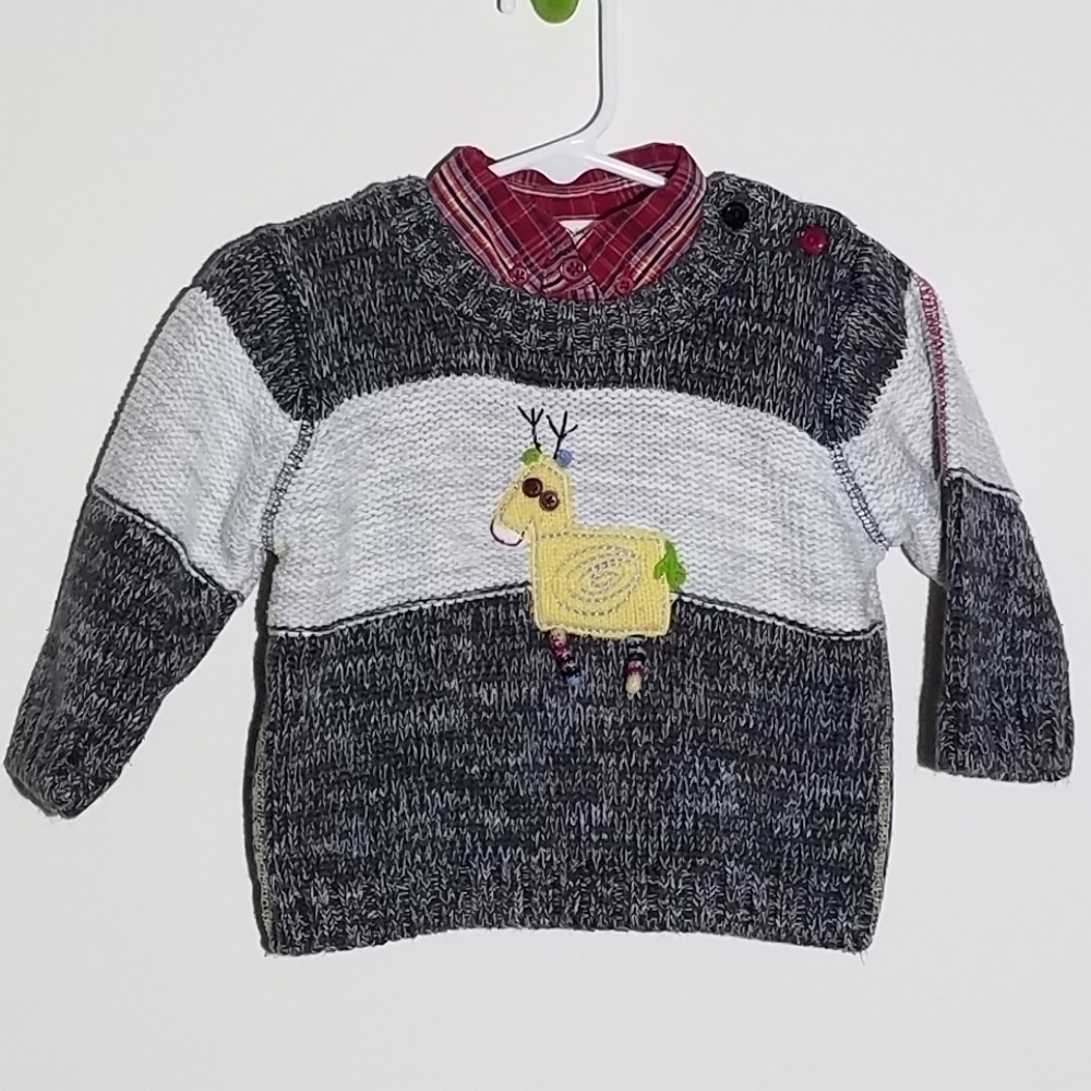 Lullaby Club Set Reindeer Deer Sweater Button Down Polo 9m